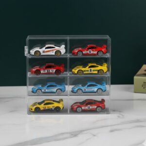 Expositor Organizador em Acrílico para Miniaturas Hot Wheels com 8 Nichos e Tampa Transparente