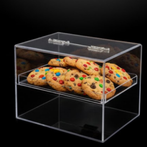 Caixa Expositora em Acrílico com Tampa para Doces, Cookies e Alimentos