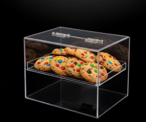 Caixa Expositora em Acrílico com Tampa para Doces, Cookies e Alimentos