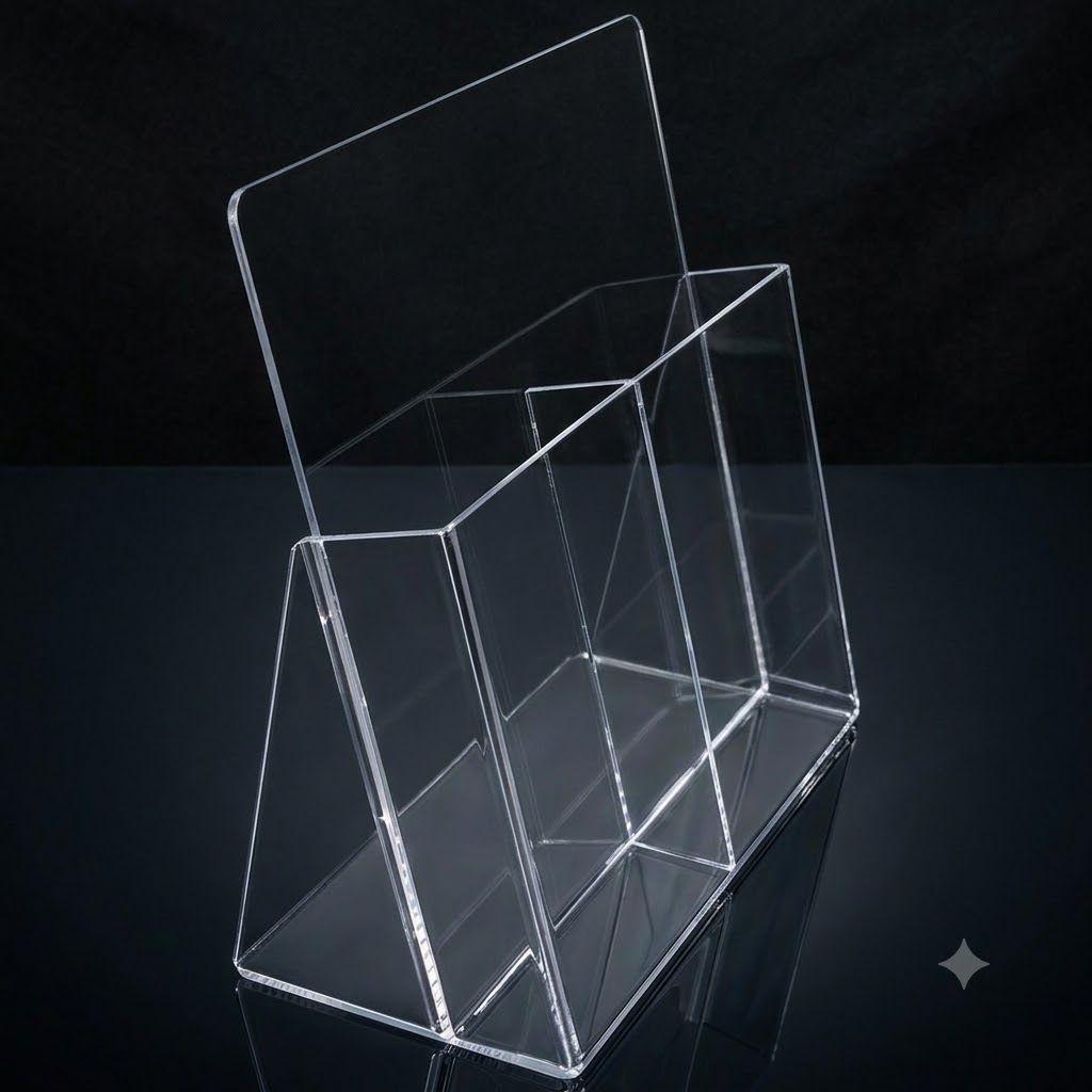 Display de mesa Porta Folhetos Duplo Modelo “L” com 2 bolsas