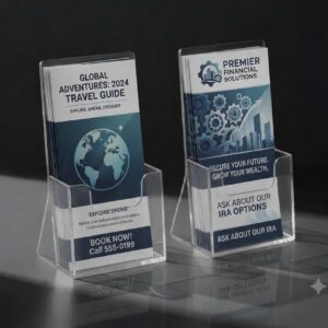 Display Porta Folhetos Em Acrílico Modelo Bolsa Frontal