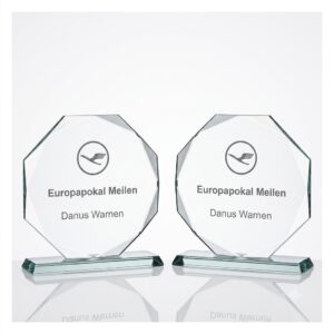 Troféu em Acrilico Modelo Redondo com lapidação Diamante nas Bordas e Base em Material Cristal - TF10