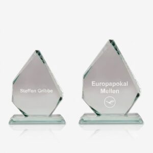 Troféu em Acrílico Modelo Diamante com lapidação nas Bordas com base em material Cristal - TF05