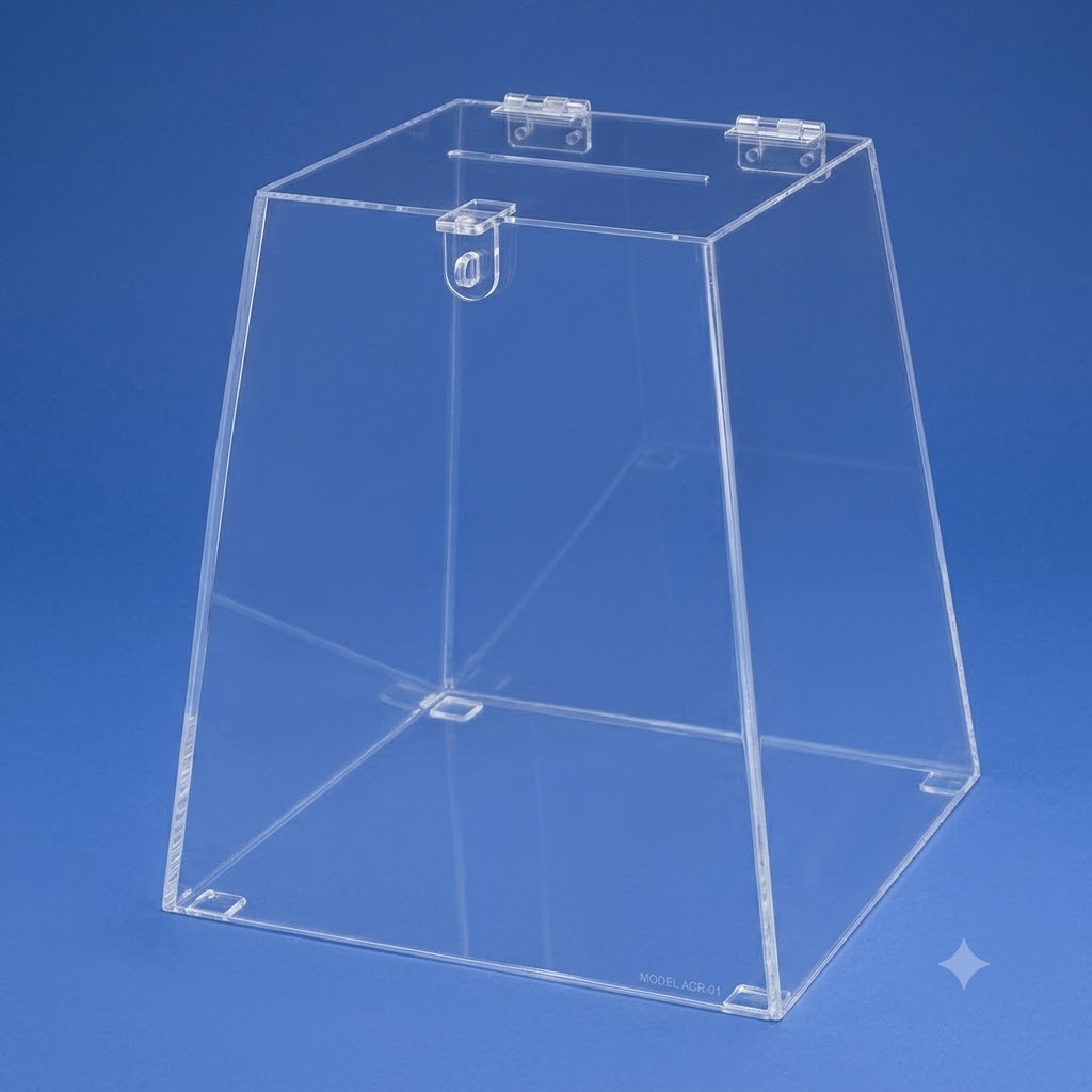 Urna Em Acrílico Modelo Trapézio Com 25 Cm de Altura – UN05