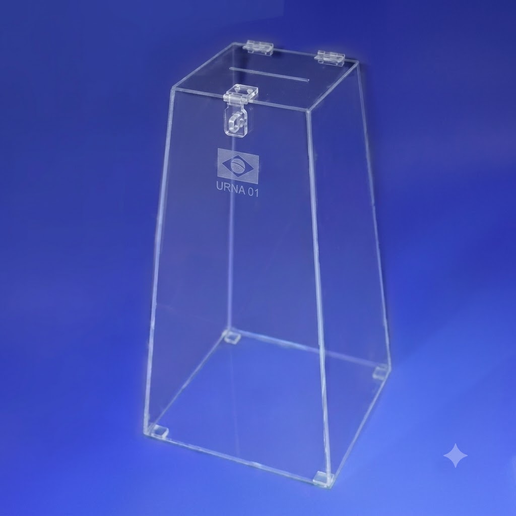 Urna Em Acrílico Modelo Trapézio Com 45 Cm de Altura – UN07