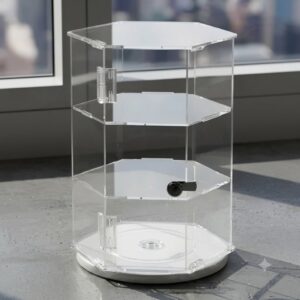 Vitrine Em Acrílico Modelo Sextavado Giratório VT10